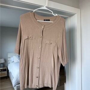 Tan Button-Up Women's Blouse
